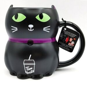 Tim Hortons Colour Changing 20oz Figural Black Cat Ceramic Coffee Mug/Cup
